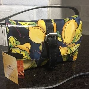 New NWT Patricia Nash Torri Crossbody purse Lemon, deep blue New